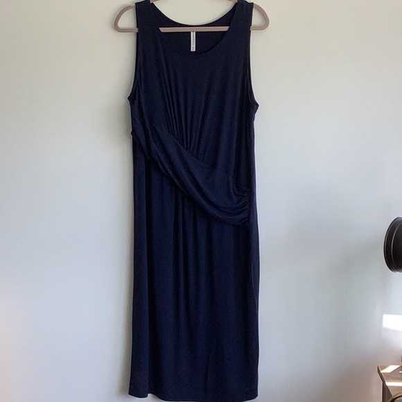 Fabletics Retta Dress Navy Midi Draped Jersey size XXL Fabletics Retta Dress Navy Midi Draped Jersey size XXL